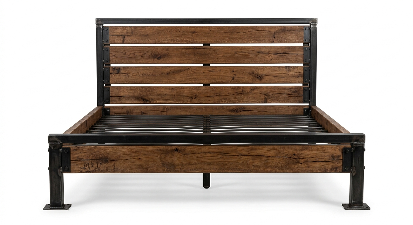 Industrial bed frame (Brown Wood)