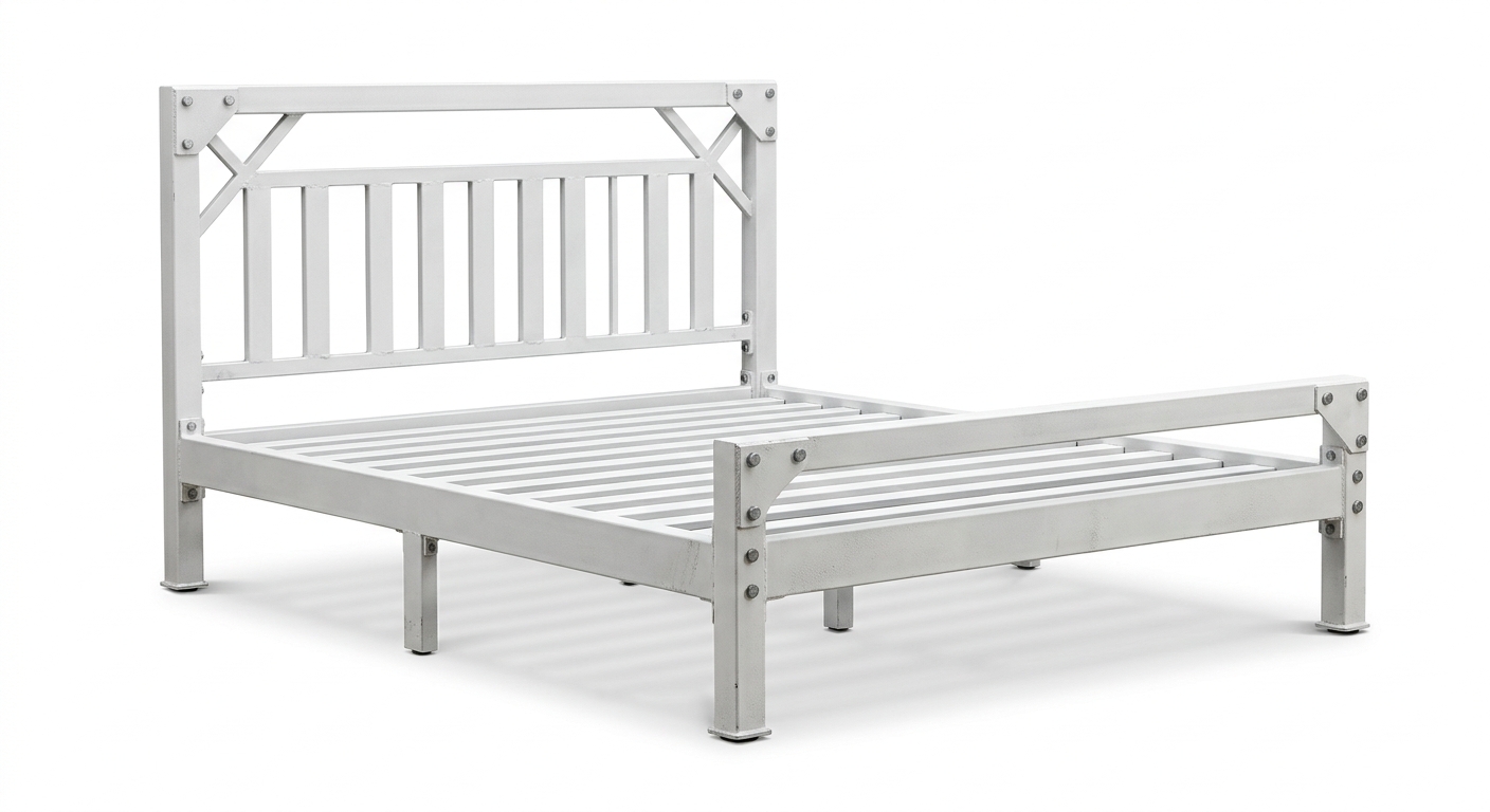Industrial bed frame (White Metal)