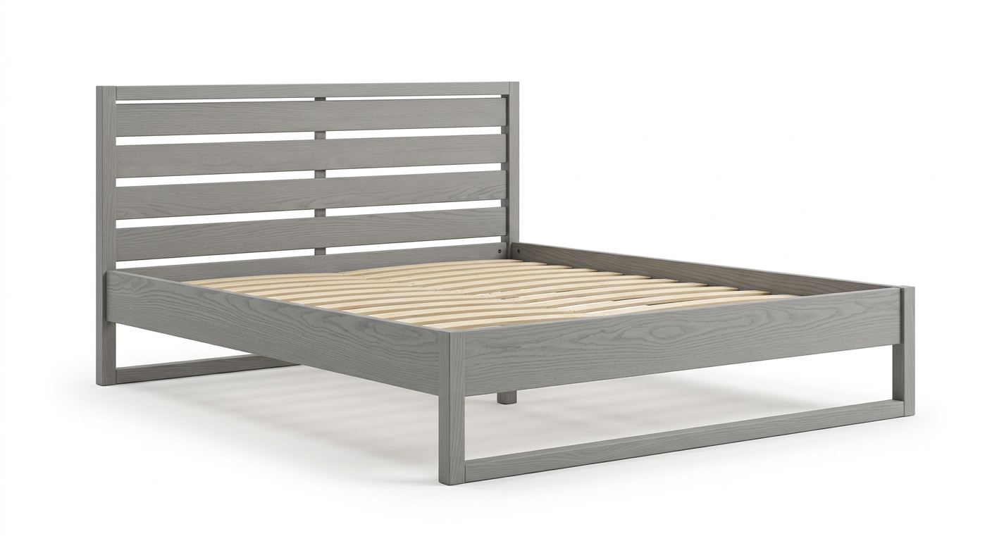 Scandinavian bed frame (Gray Wood)