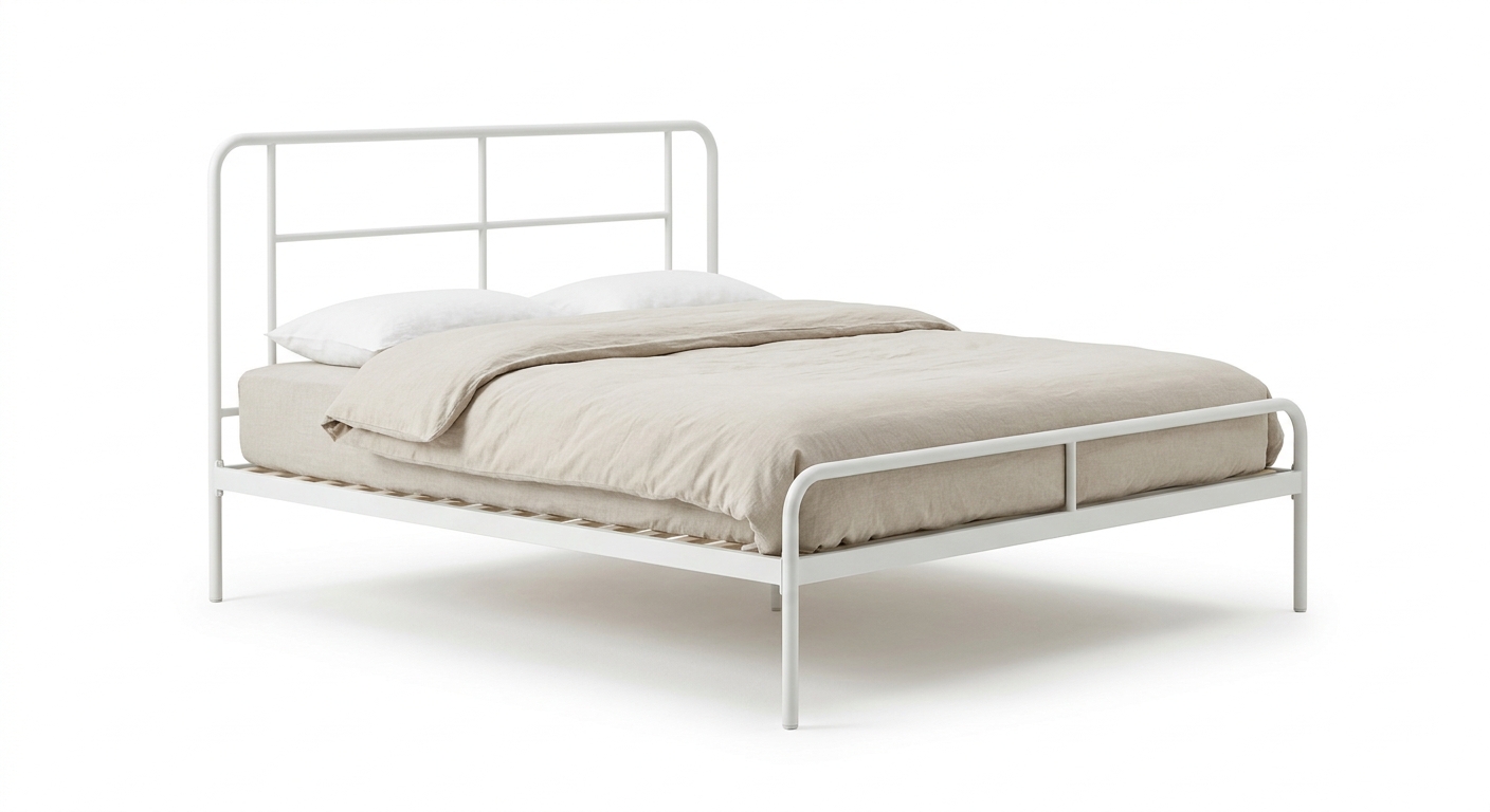 Scandinavian bed frame (White Metal)