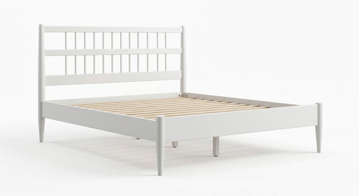 Scandinavian bed frame (White Wood)