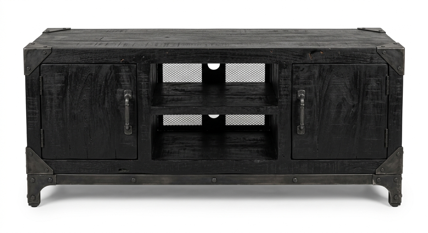 Industrial tv cabinet (Black Wood)