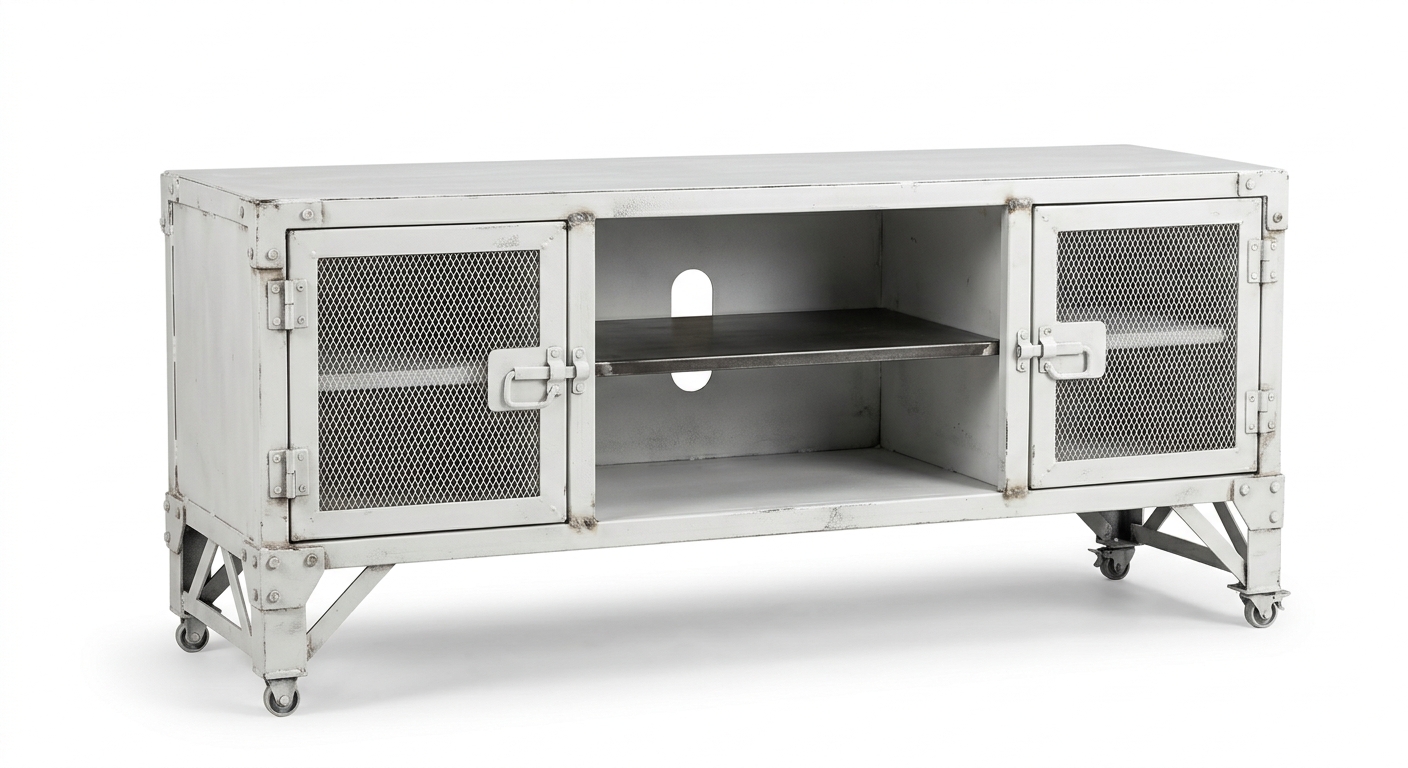 Industrial tv cabinet (White Metal)