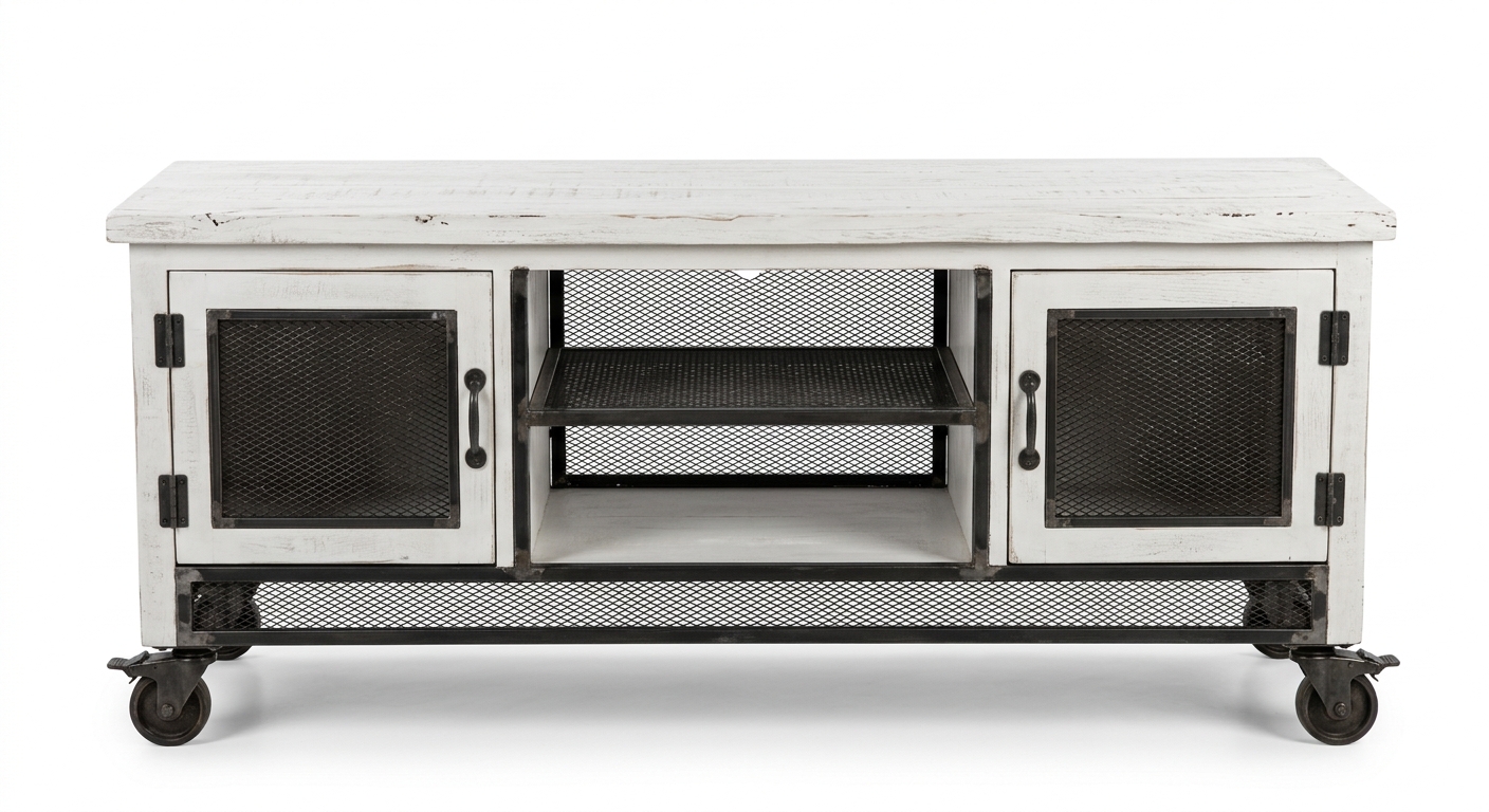 Industrial tv cabinet (White Wood)