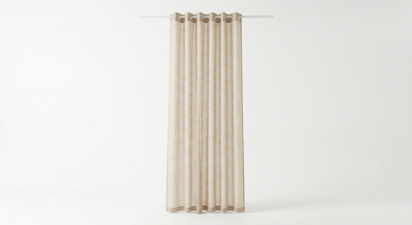 Scandinavian sheer curtain panel (Beige Fabric)