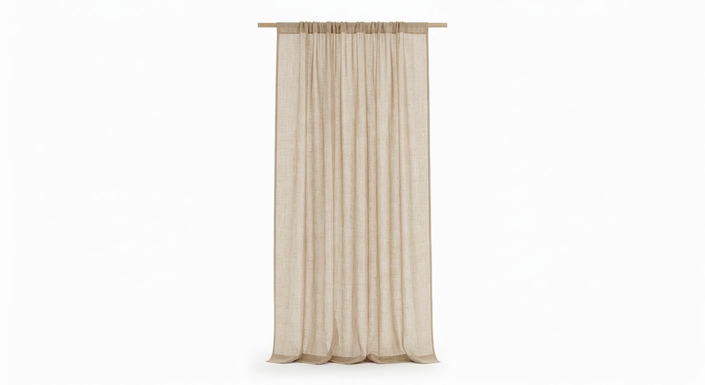 Scandinavian sheer curtain panel (Beige Fabric)