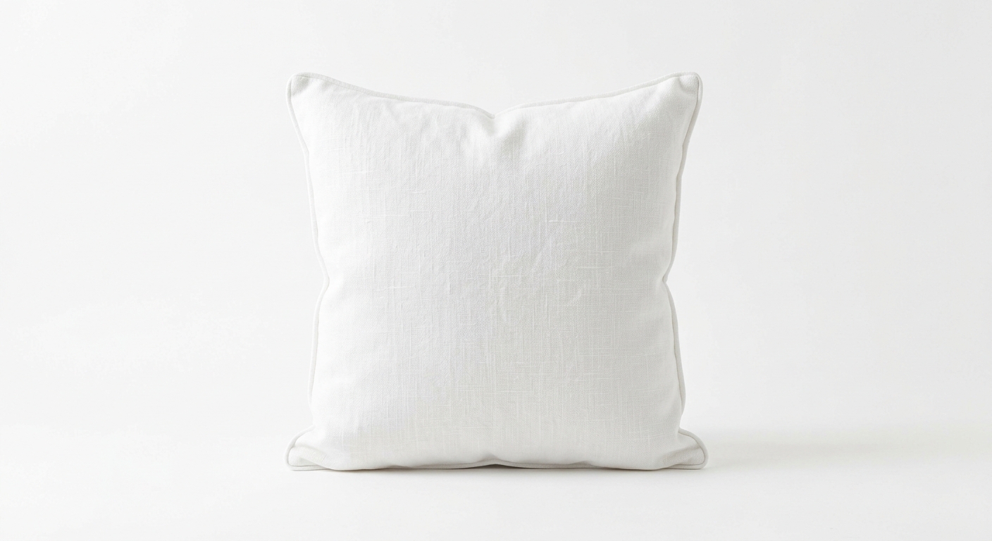 Minimalist white linen cushion