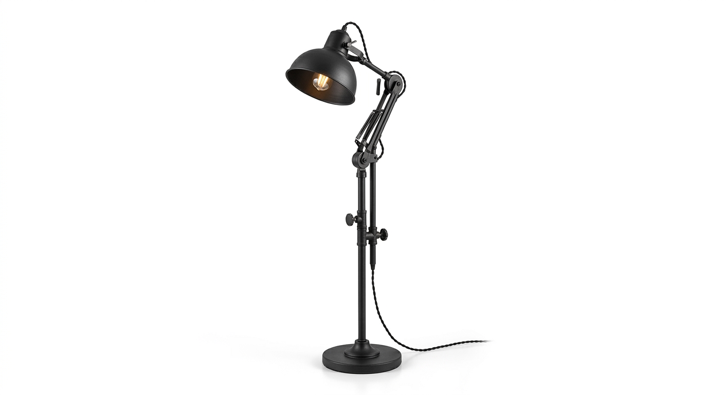 Industrial floor lamp (Black Metal)