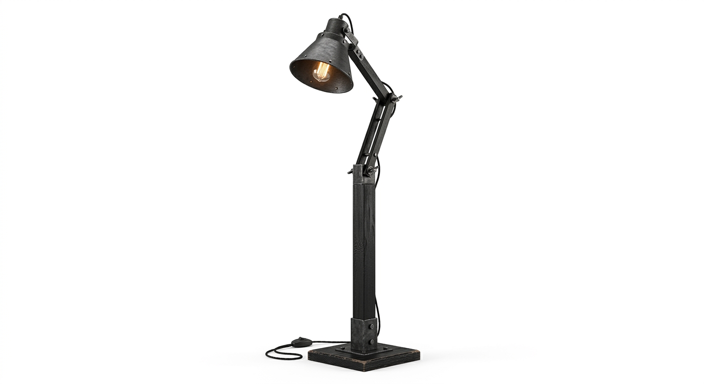 Industrial floor lamp (Black Wood)