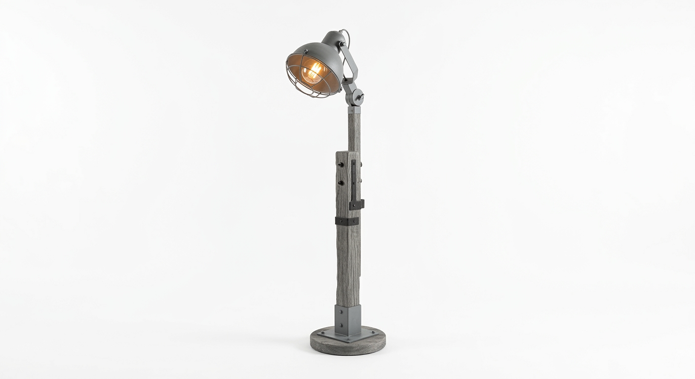 Industrial floor lamp (Gray Wood)