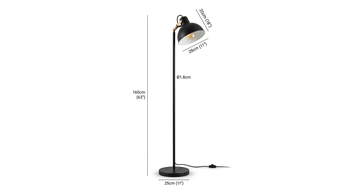 Scandinavian floor lamp (Black Metal)