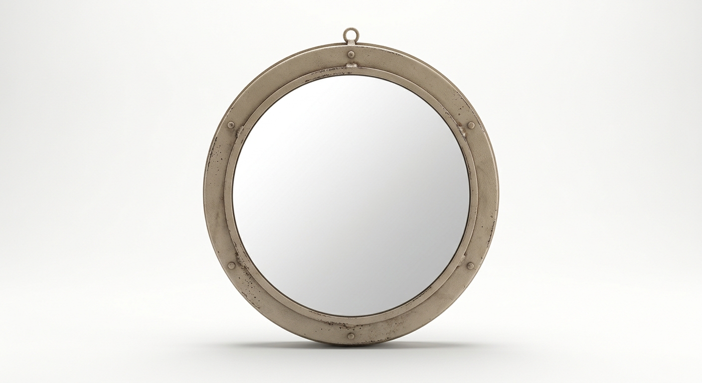 Industrial round mirror (Beige Metal)