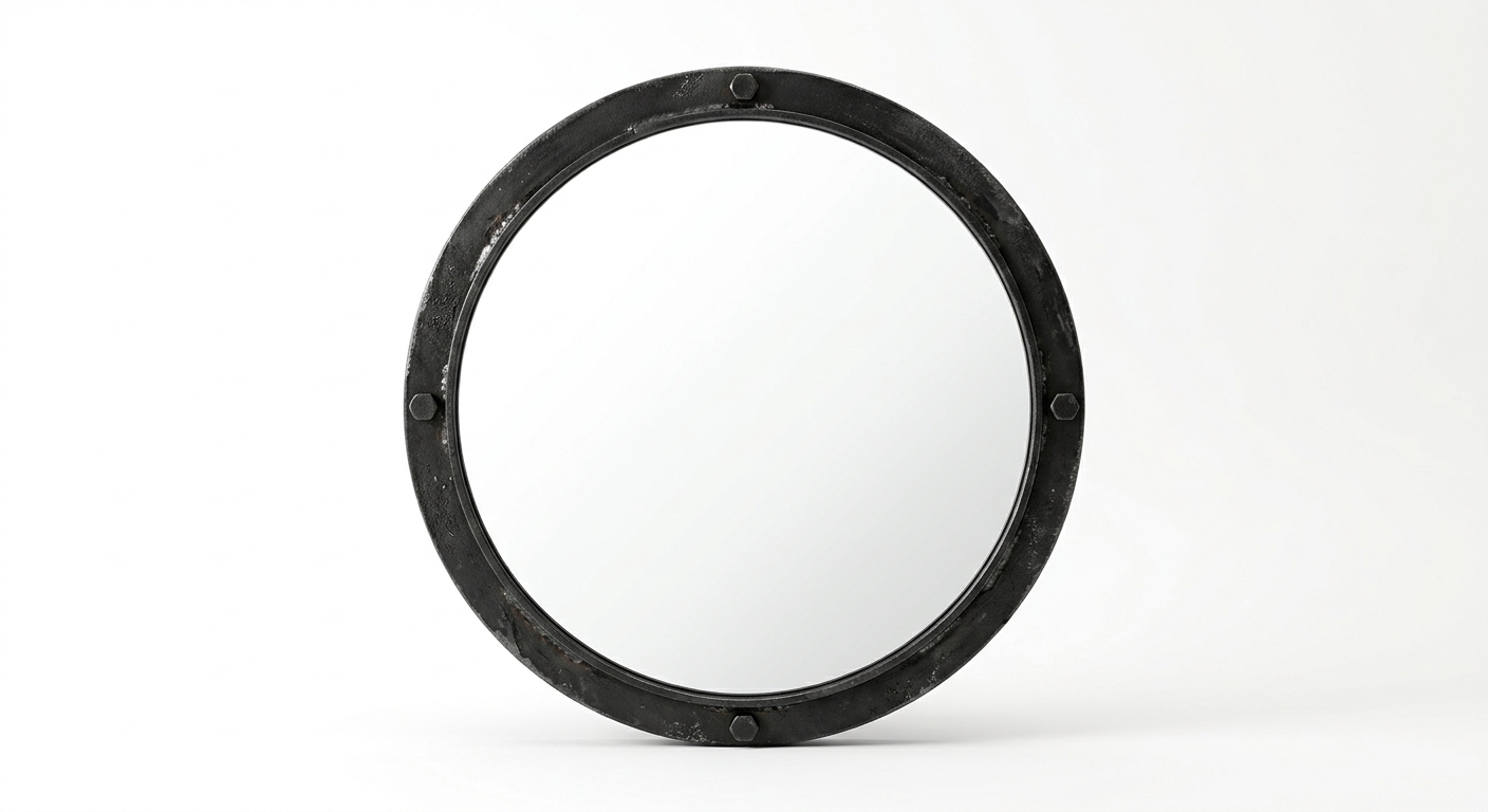 Industrial round mirror (Black Metal)