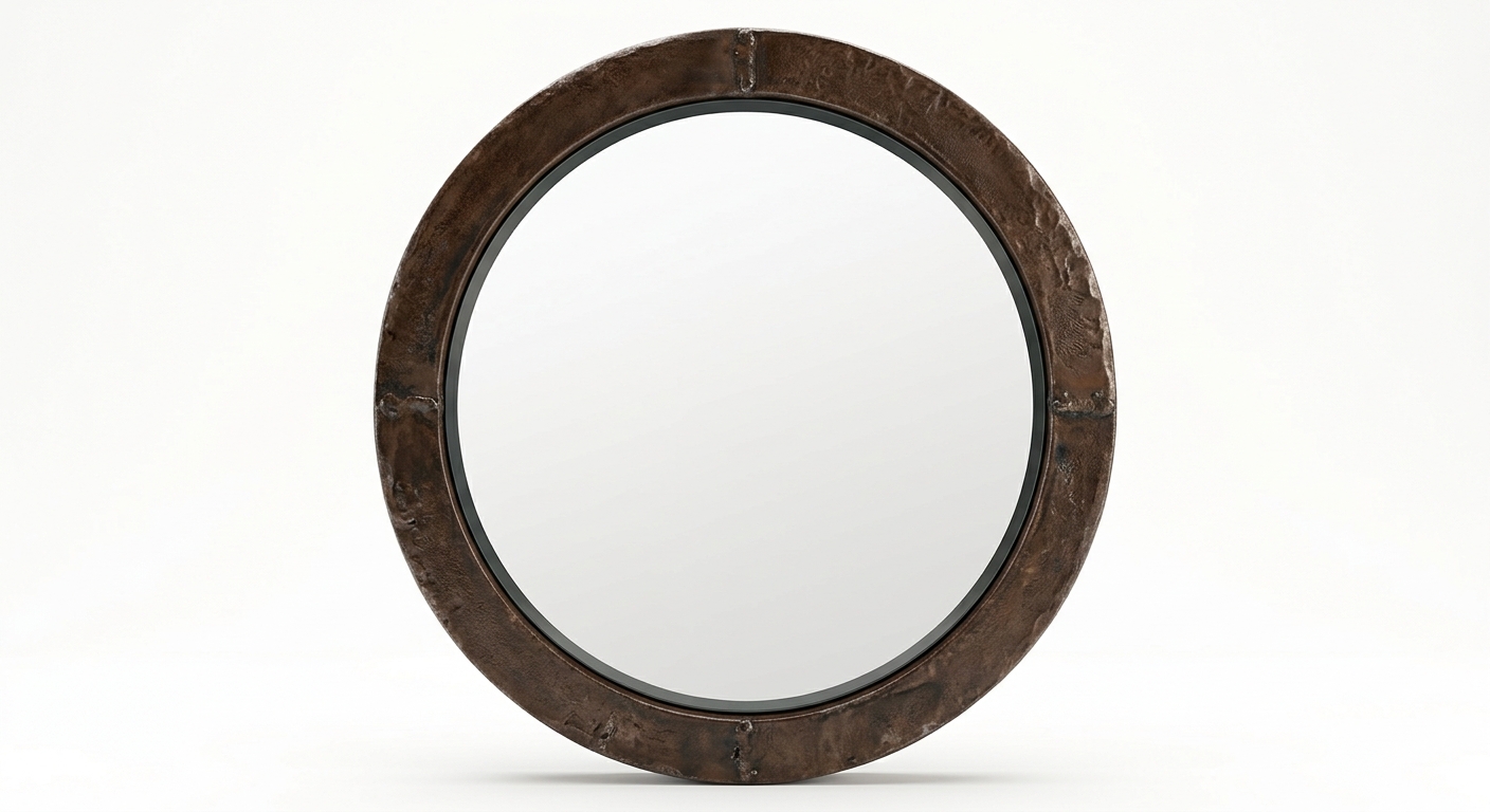 Industrial round mirror (Brown Metal)
