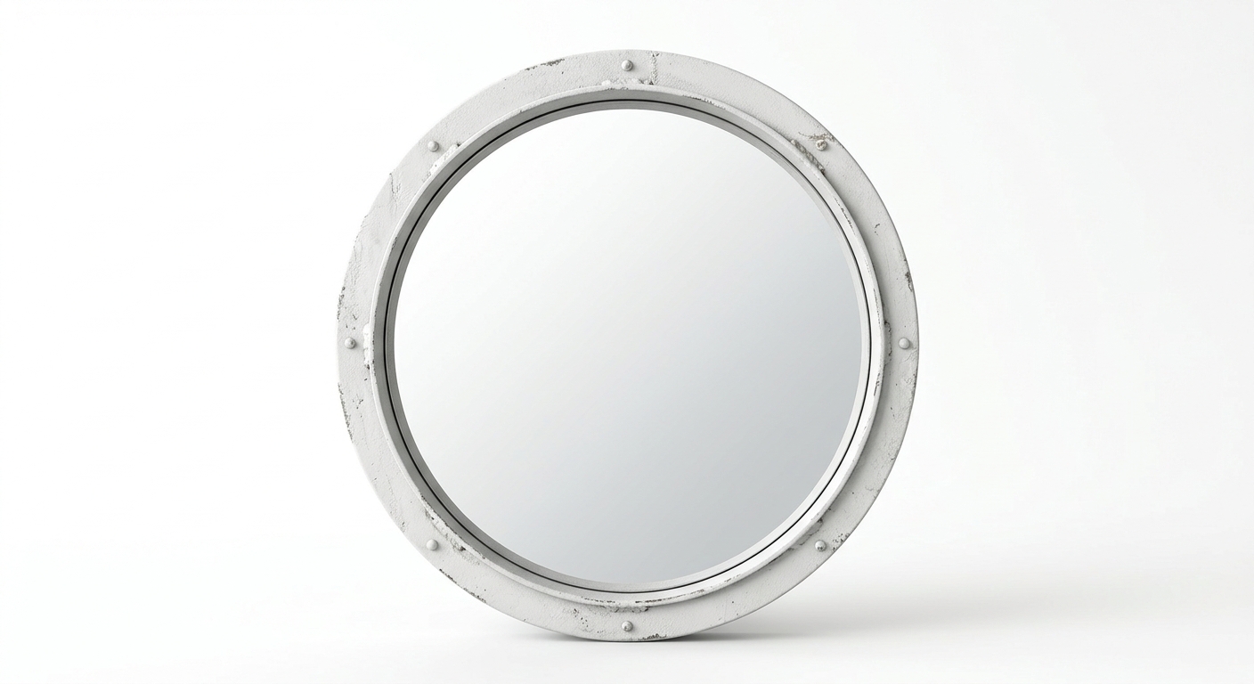 Industrial round mirror (White Metal)