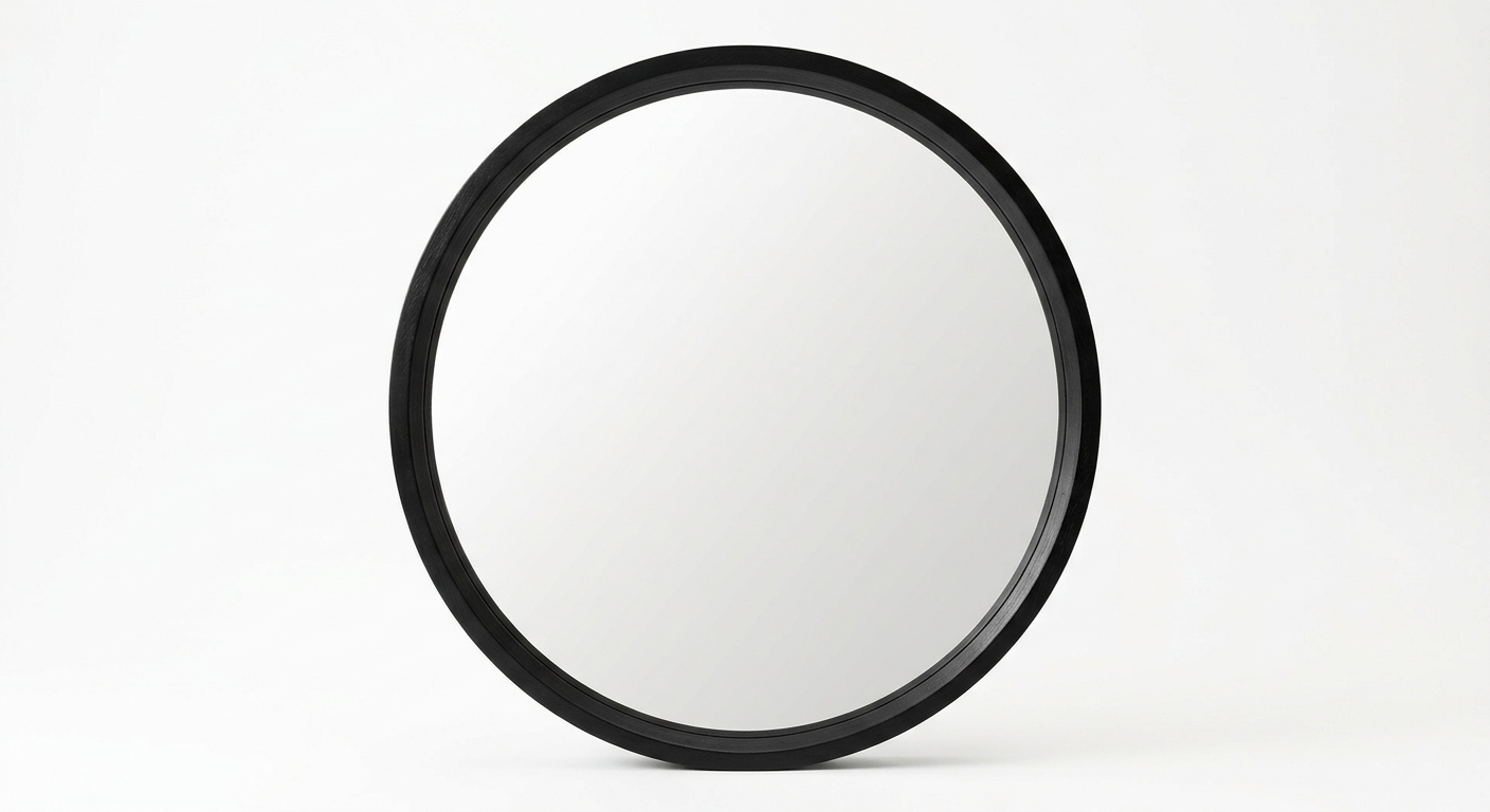 Minimalist round mirror (Black Wood)