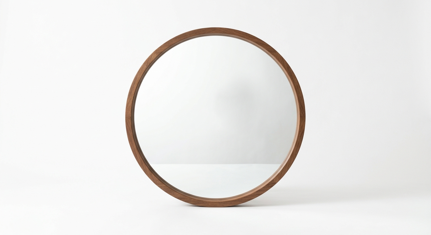 Minimalist round mirror (Brown Wood)