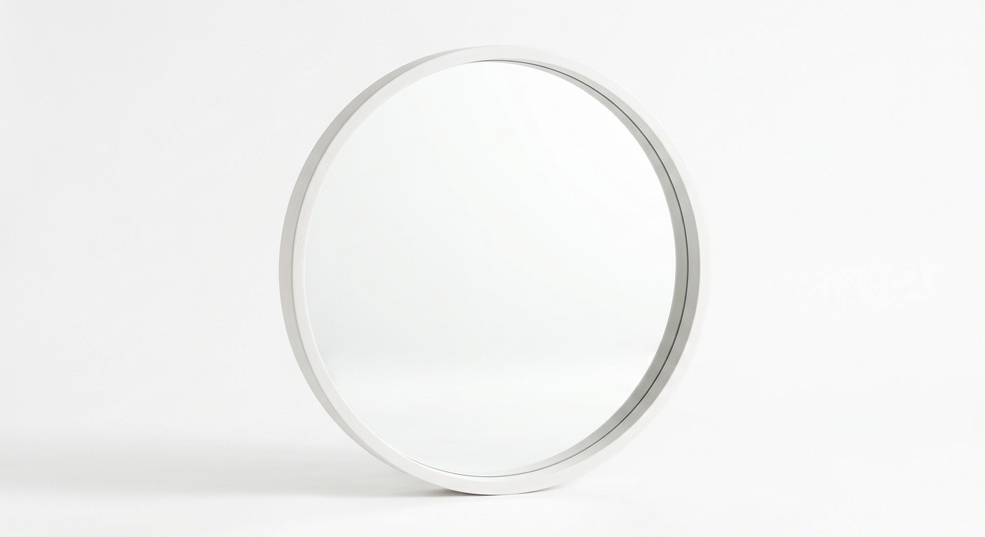 Minimalist round mirror (White Wood)
