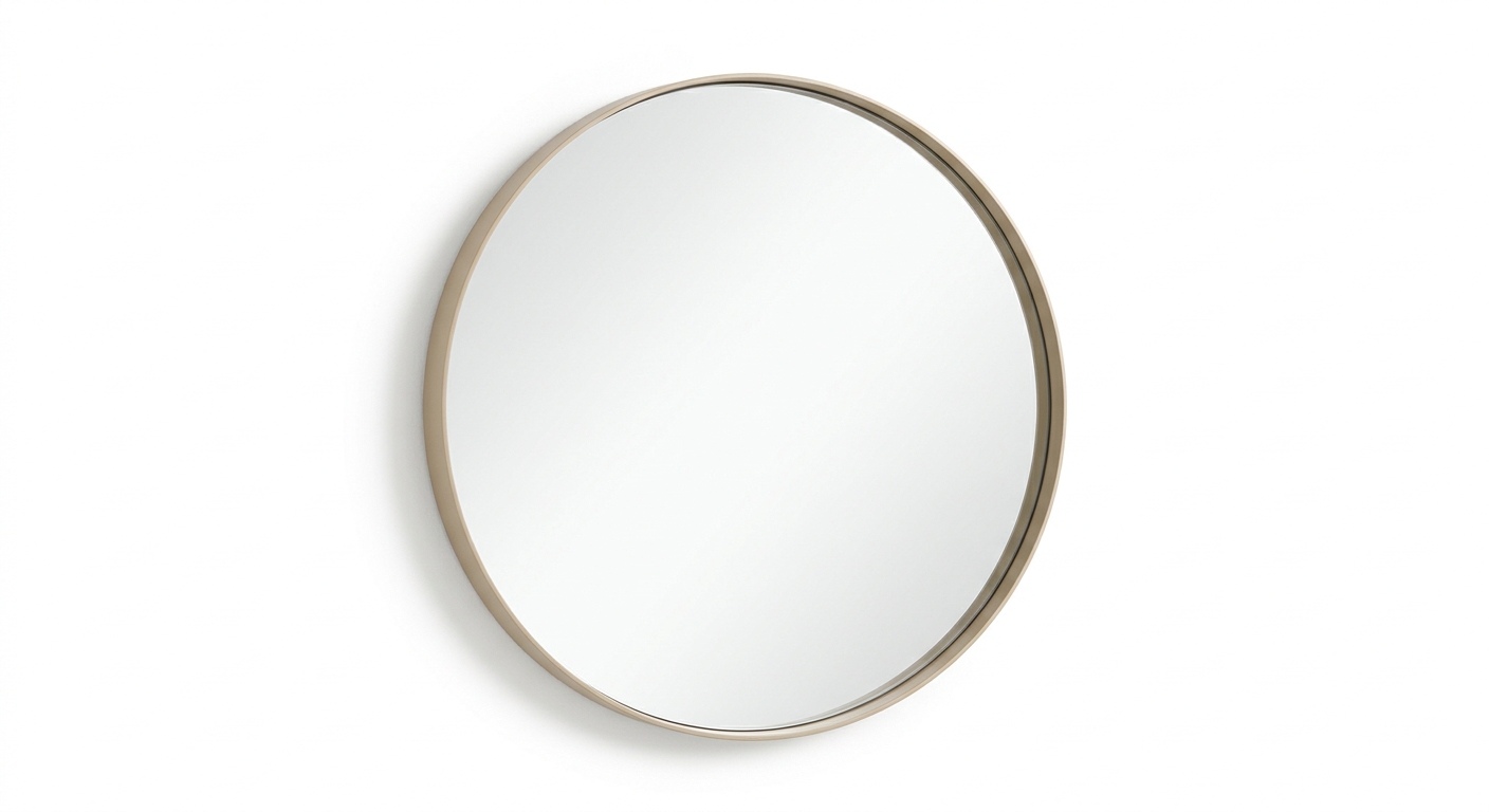 Modern round mirror (Beige Metal)