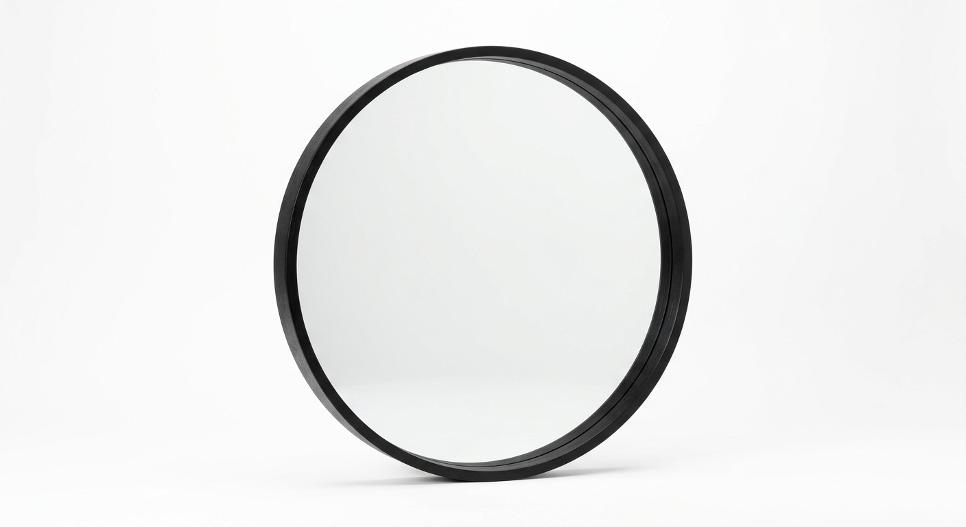 Modern round mirror (Black Wood)
