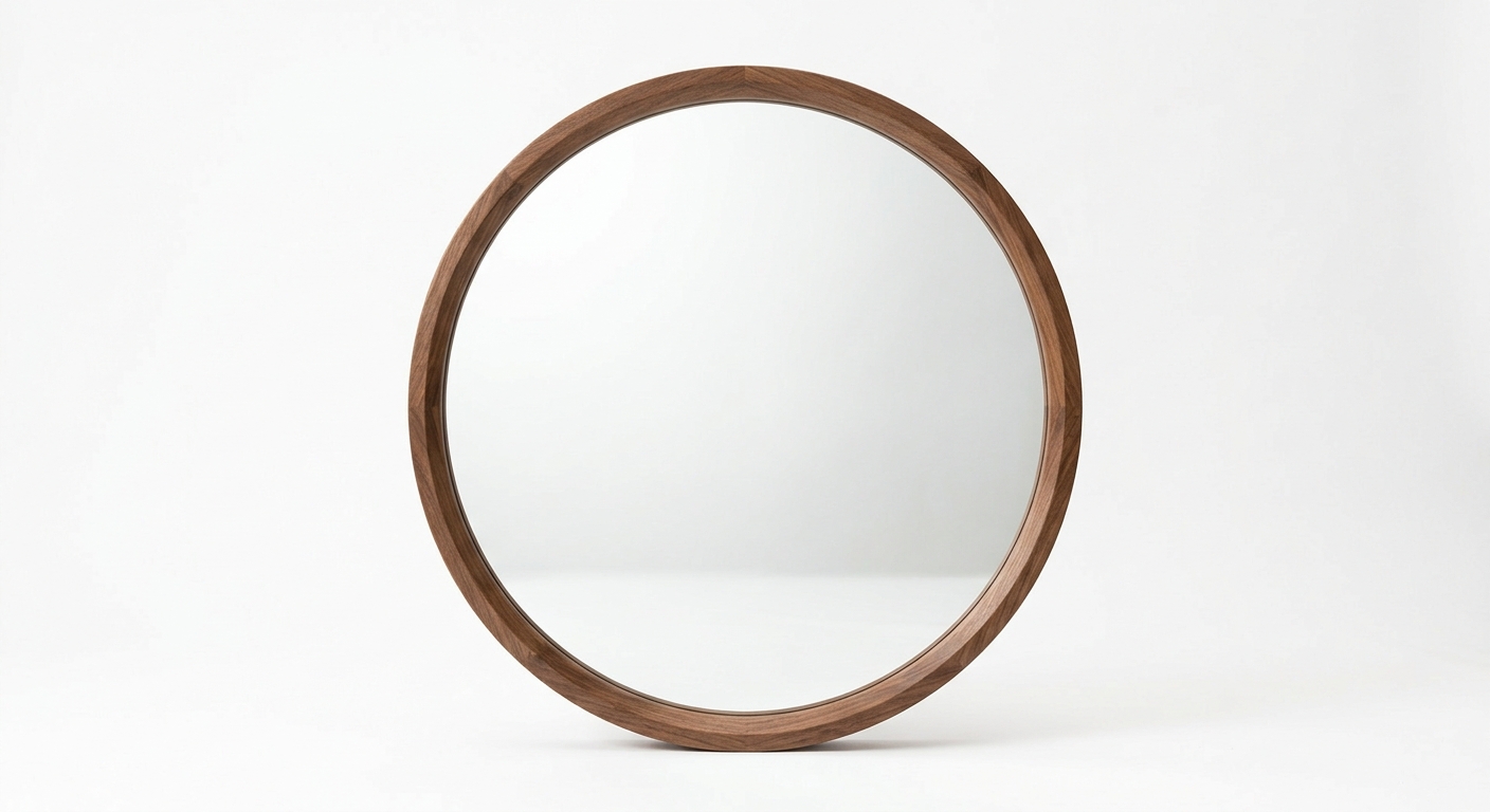 Modern round mirror (Brown Wood)