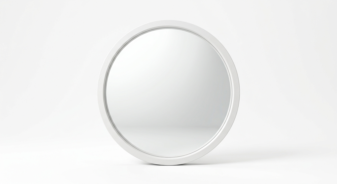 Modern round mirror (White Wood)