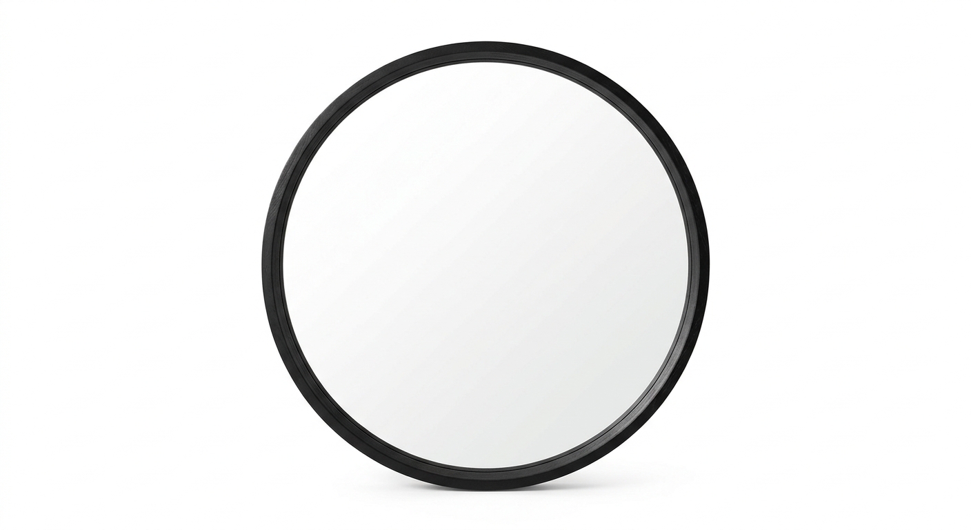 Scandinavian round mirror (Black Wood)