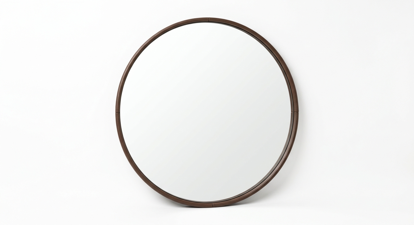 Scandinavian round mirror (Brown Metal)