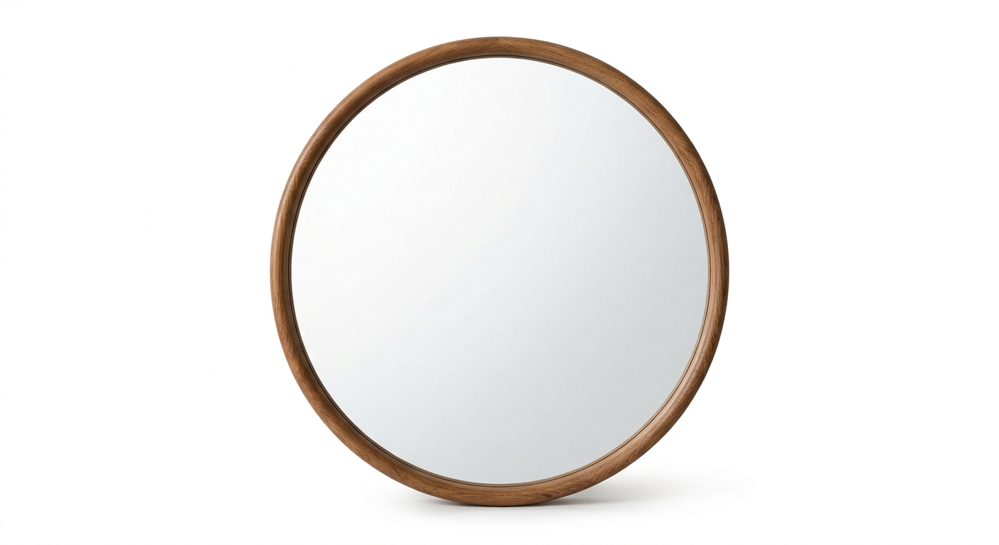 Scandinavian round mirror (Brown Wood)