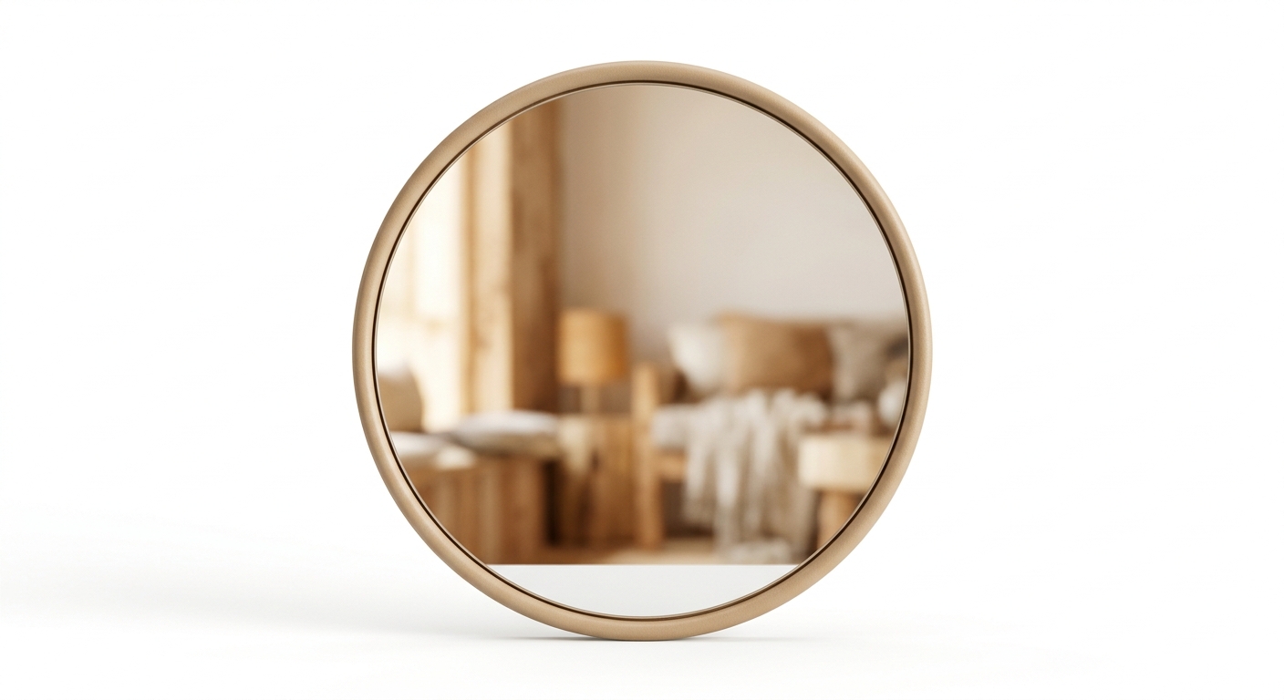 Warm round mirror (Beige Metal)