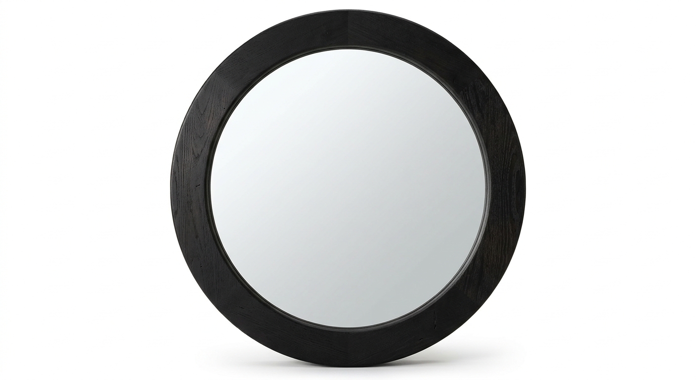 Warm round mirror (Black Wood)
