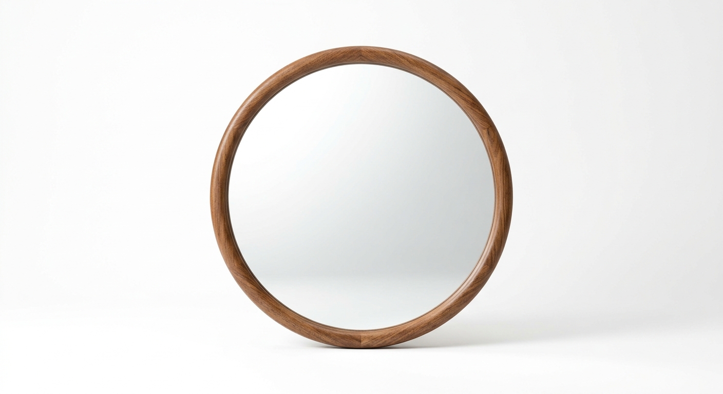 Warm round mirror (Brown Wood)