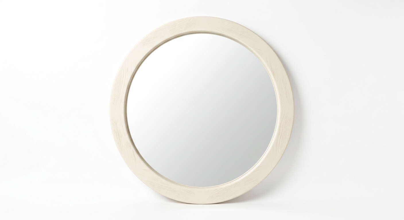Warm round mirror (White Wood)