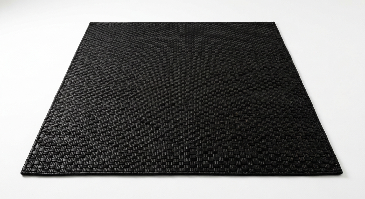 Minimalist area rug (Black Rattan)