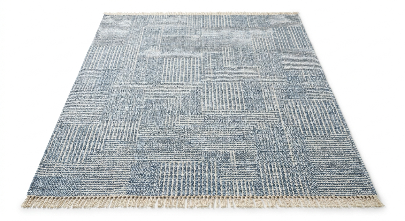 Scandinavian area rug (Blue Fabric)