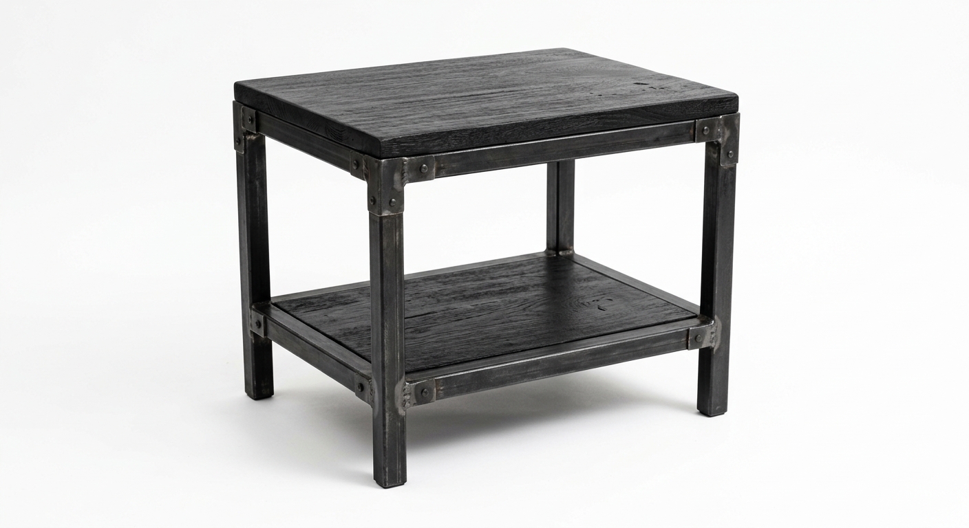 Industrial side table (Black Wood)