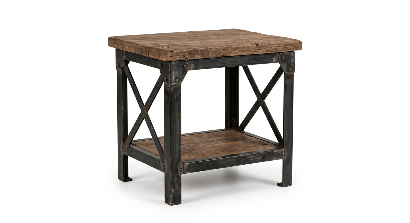 Industrial side table (Brown Wood)
