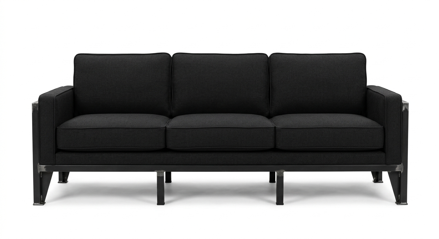 Industrial 3-seat sofa (Black Fabric)