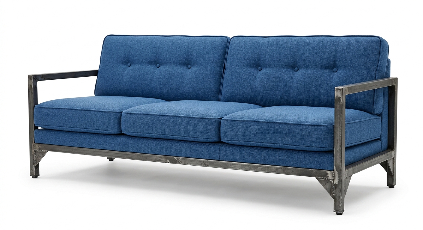 Industrial 3-seat sofa (Blue Fabric)