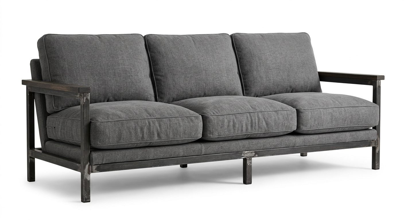 Industrial 3-seat sofa (Gray Fabric)