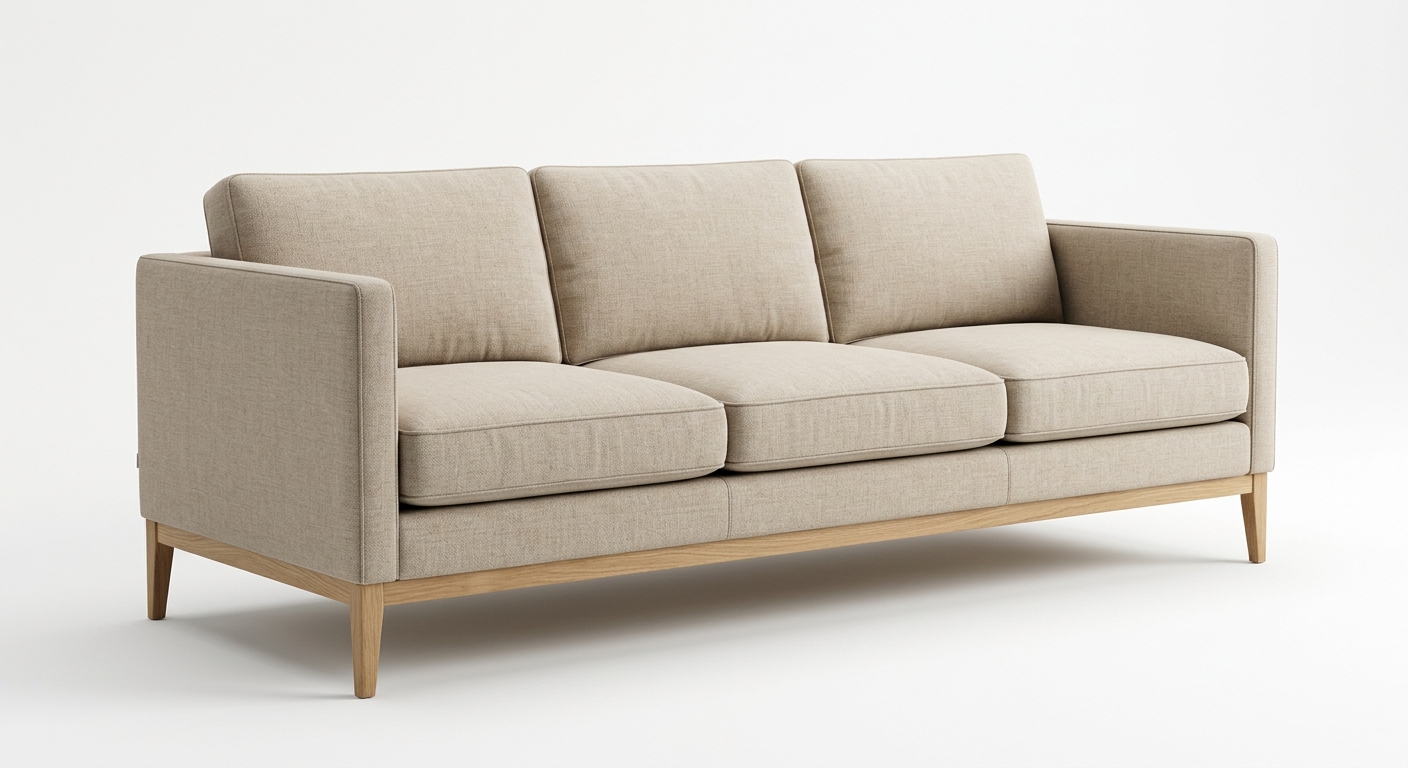 Minimalist 3-seat sofa (Beige Fabric)