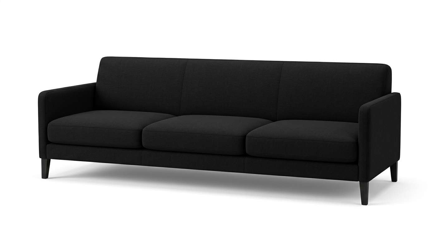 Minimalist 3-seat sofa (Black Fabric)