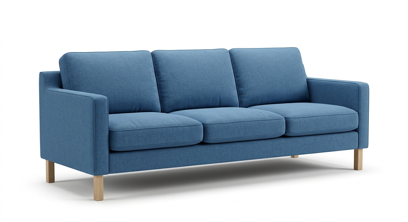 Minimalist 3-seat sofa (Blue Fabric)