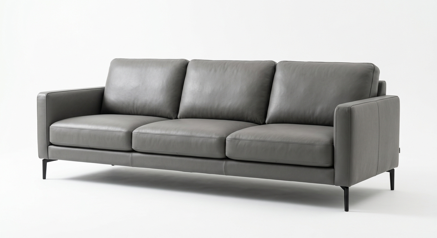 Minimalist 3-seat sofa (Gray Leather)