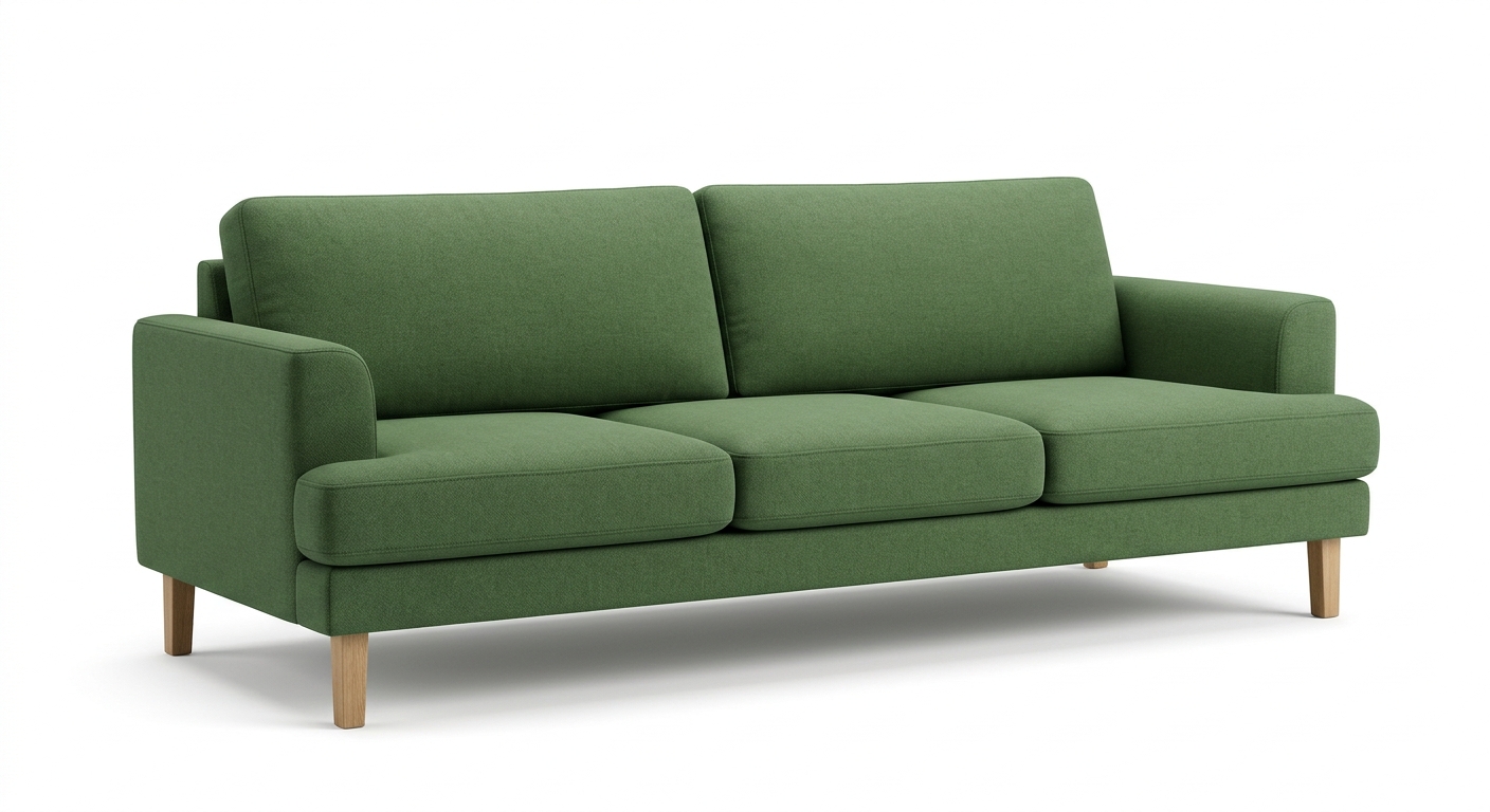Minimalist 3-seat sofa (Green Fabric)