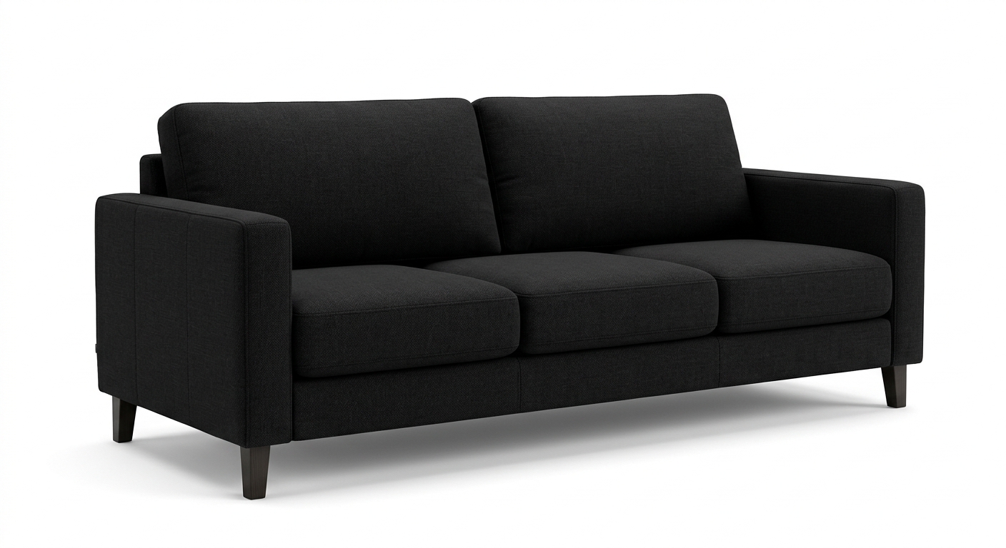 Modern 3-seat sofa (Black Fabric)