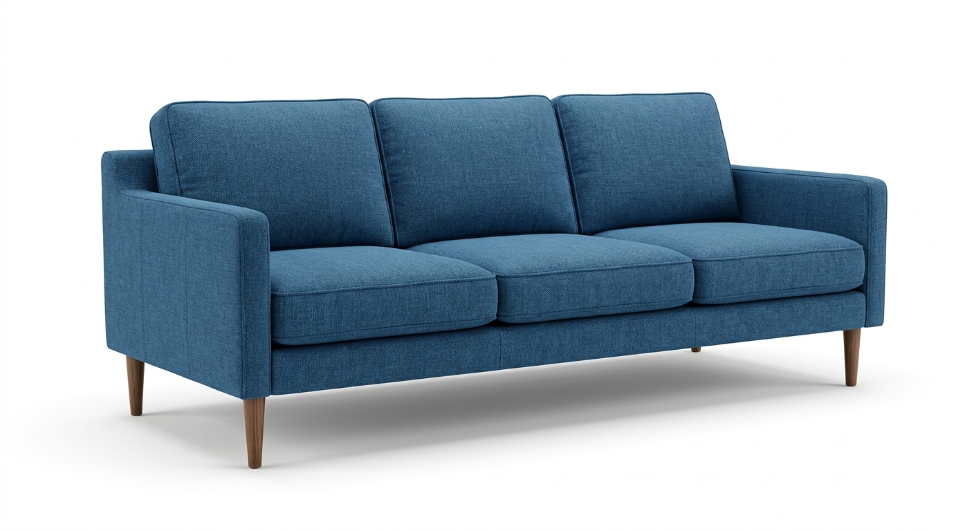 Modern 3-seat sofa (Blue Fabric)