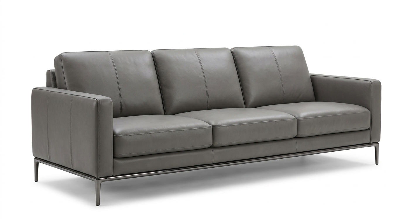 Modern 3-seat sofa (Gray Leather)