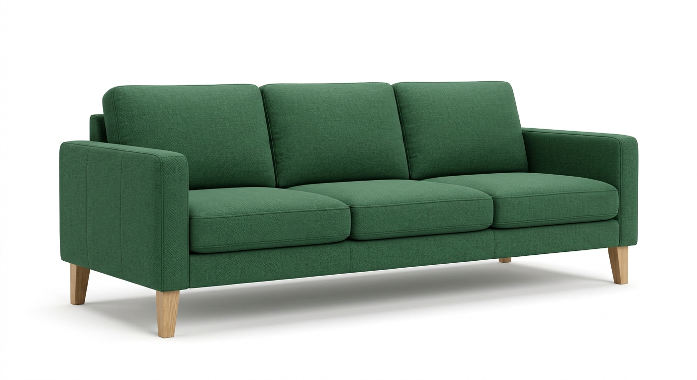 Modern 3-seat sofa (Green Fabric)