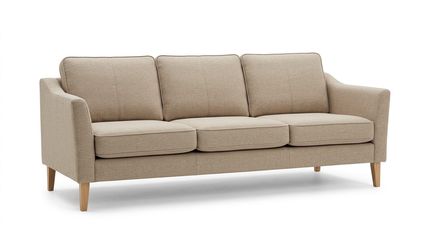 Scandinavian 3-seat sofa (Beige Fabric)